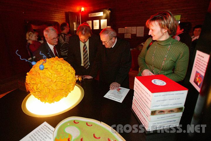 2009.01.11_16.42.25.JPG - Beginn menschlichen Lebens - millionenfach vergr��ert.  Dahinter u.a. Seitenstettens Bgm. Franz Deinhofer, Vbgm. OSR Dir. Otto Sagmeister und Pfarrer P.Michael Prinz.