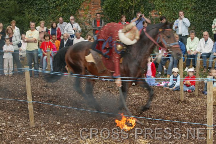 06.09.18_033 In vollem Galopp mit S�bel brennenden Ring erwischen ...
