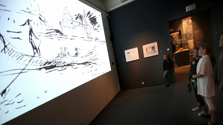 2011.09.17_13.10.44.jpg - Croquis einer Gondel in Fahrt, Diashow der Bilder über Venedig.